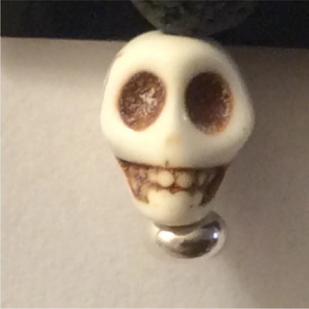 HANDMADE Halloween Holiday DAY Of The DEAD Essential Oil Skull BEAD Earrings